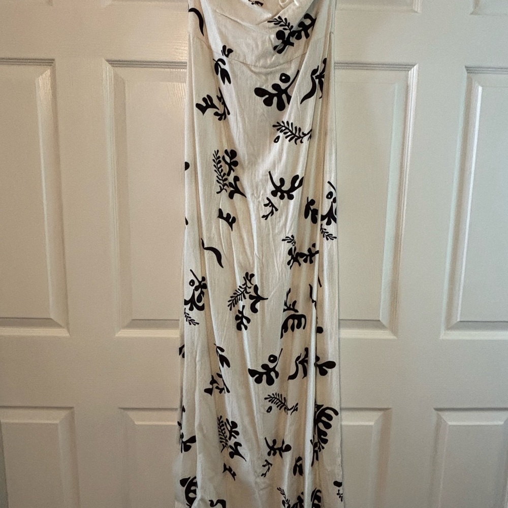 Strapless Black and White Maxi Dress
